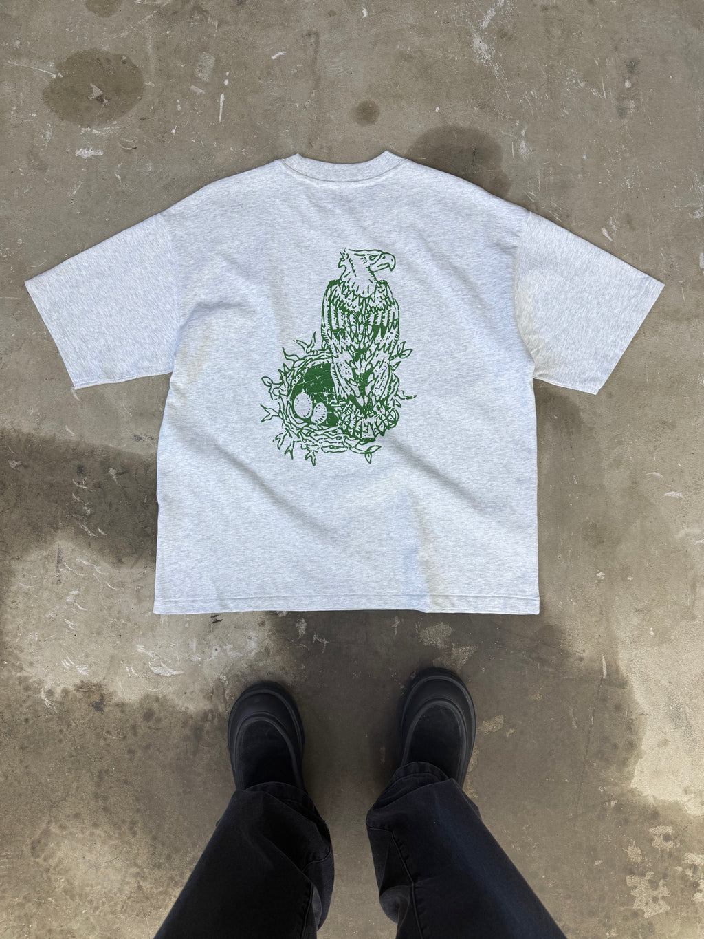 Hatching Tee - Grey Marl