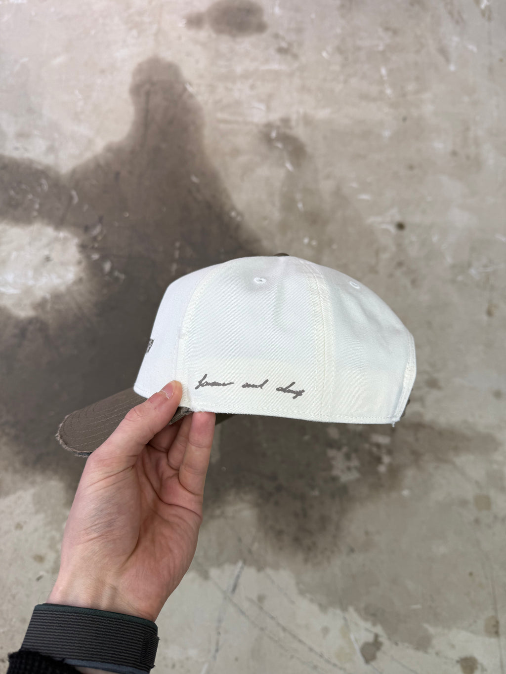 Forever And Always Cap (Distressed) - White/Walnut