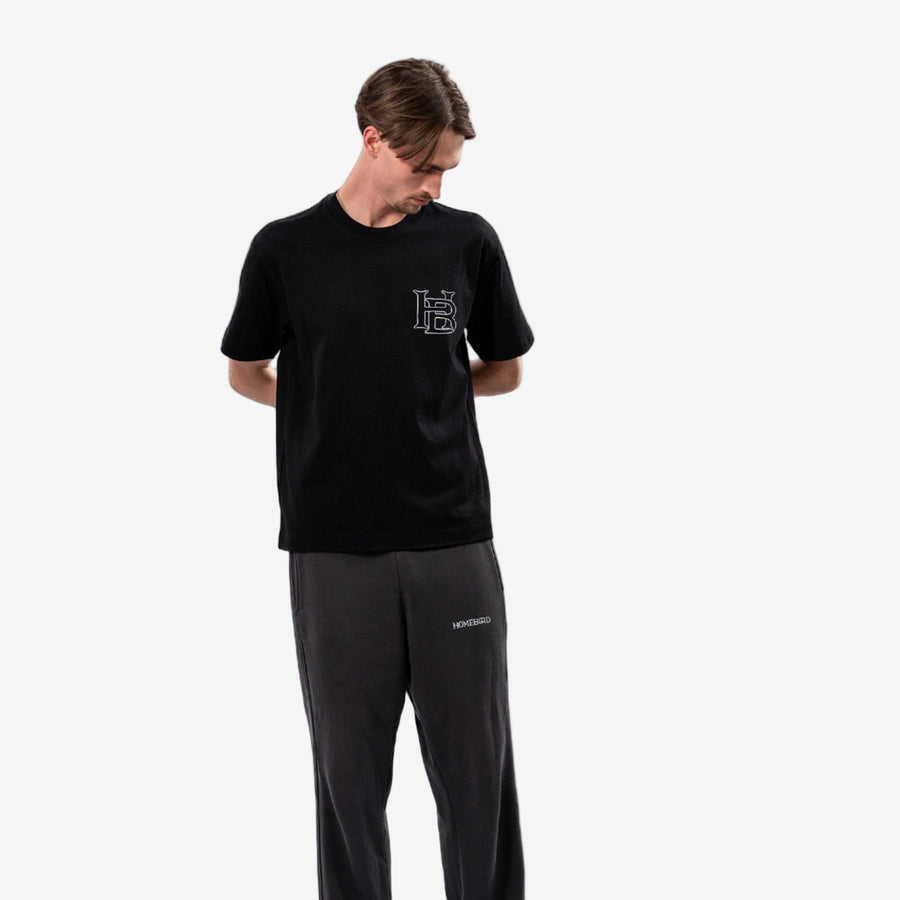 Monogram Chest Print T-Shirt — Faded Black