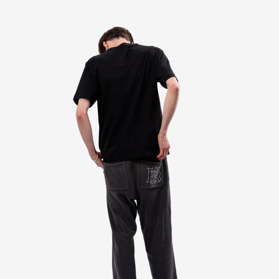 Monogram Chest Print T-Shirt — Faded Black - Image 2